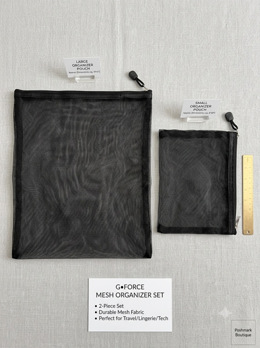 G-Force Black Mesh Organizer Set - 2 Piece travel cosmetic car portable toiletry